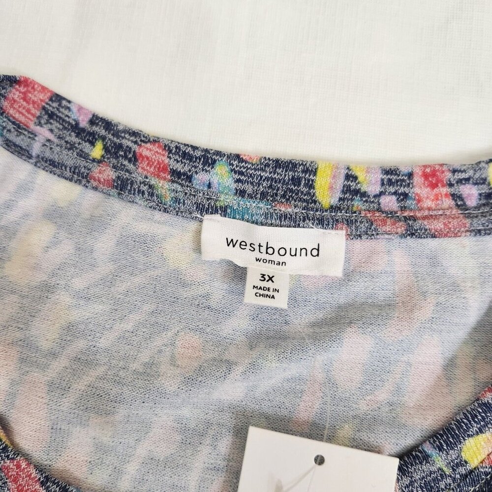 Westbound Women's Multi Color Pastel Confetti Short Sleeve Blouse Plus Size 3X - Picture 12 of 12